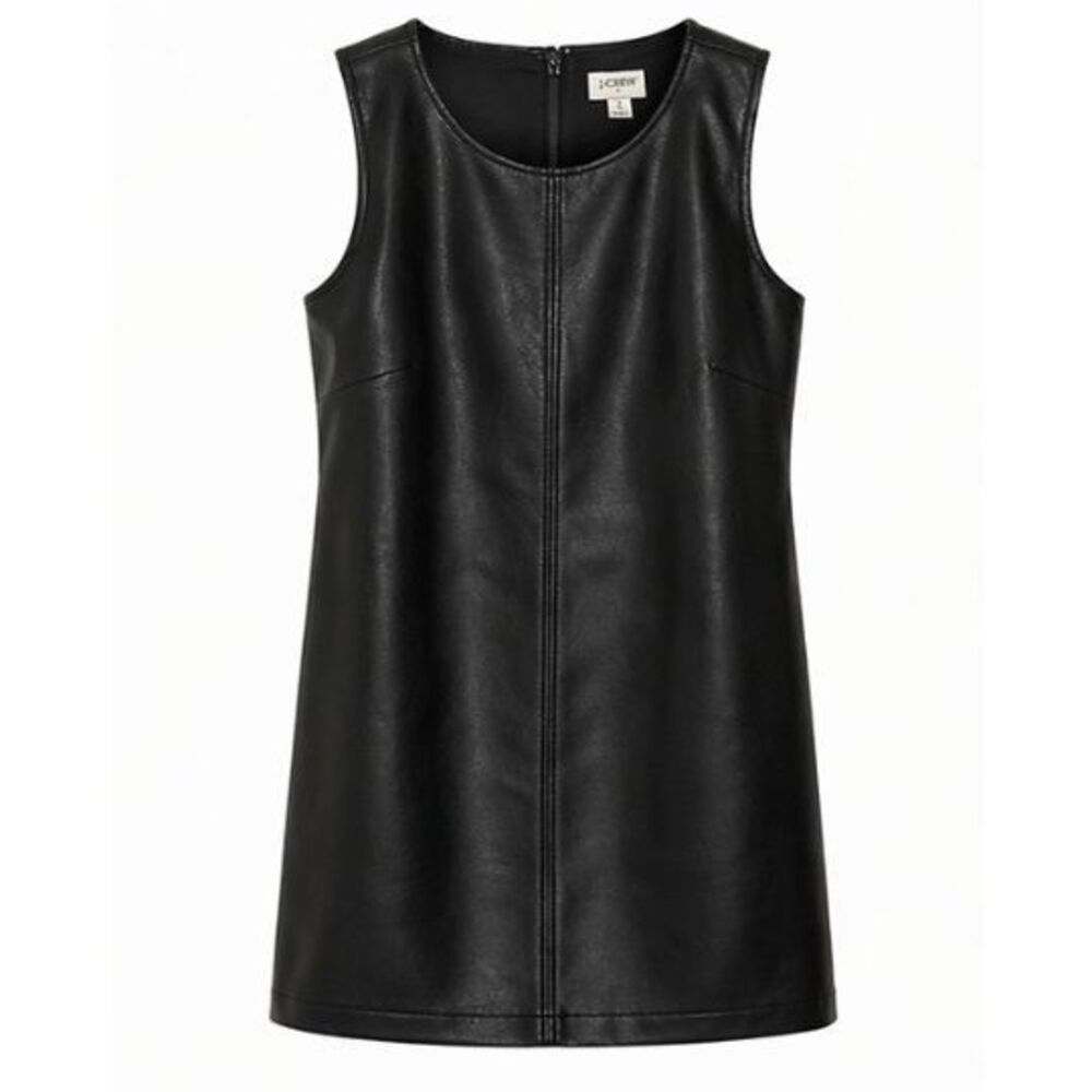 J Crew Faux Leather Shift Dress Womens Size 8 Sleeveless Lined Minimalist Chic